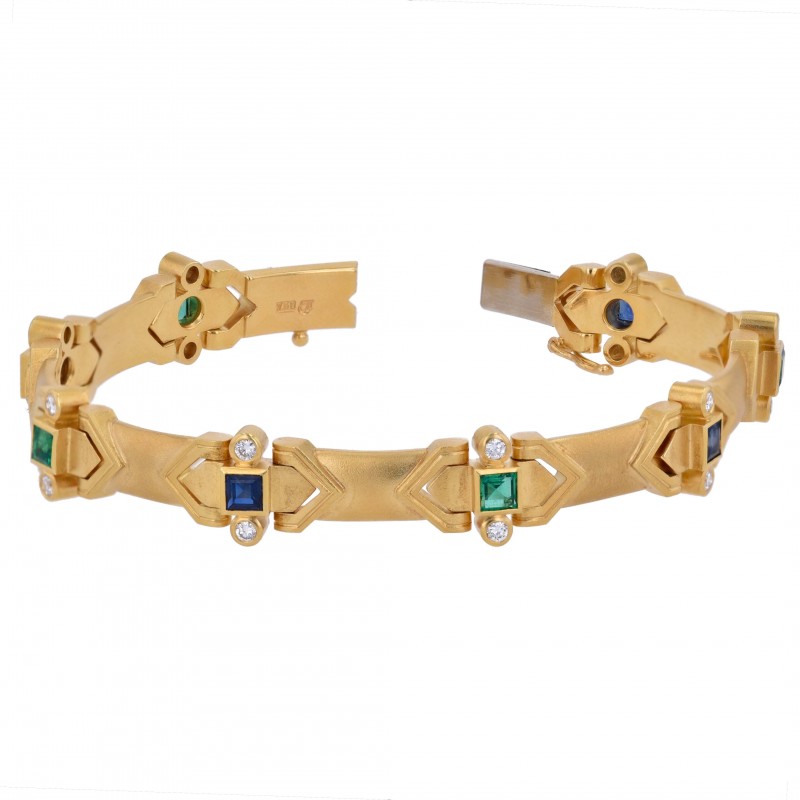 Armband-Gelbgold-Smaragde-Saphire-Brillanten