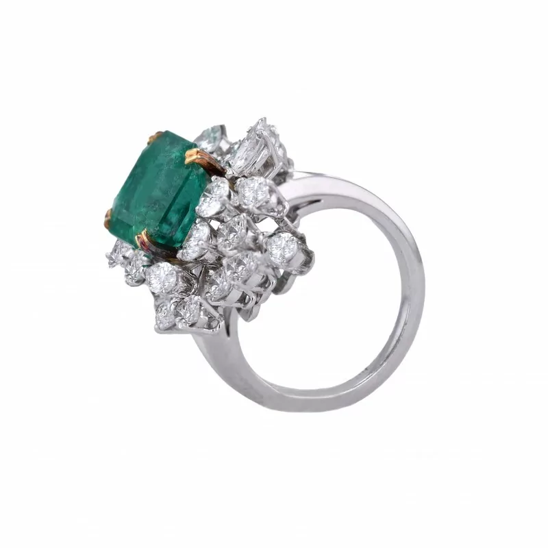 Smaragdring-Smaragd-Kolumbien-Platin-Brillanten-Diamanten