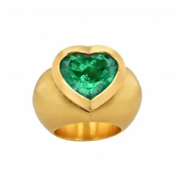 Ring-Sévigné-Gelbgold-Smaragd-Diamanten-Herzform
