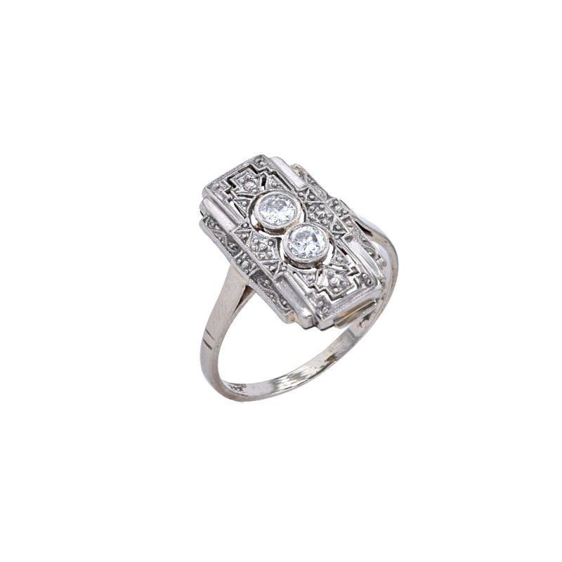 Ring-Weißgold-Diamanten-Altschliff-Diamantring