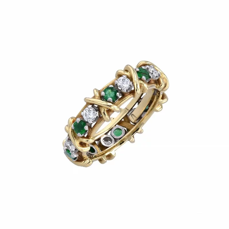 Ring-Tiffany & Co.-Schlumberger-Gelbgold-Brillanten-Smaragde
