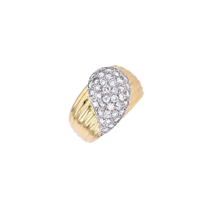 Ring-Breiter Ring-Gelbgold-Weißgold-Diamanten