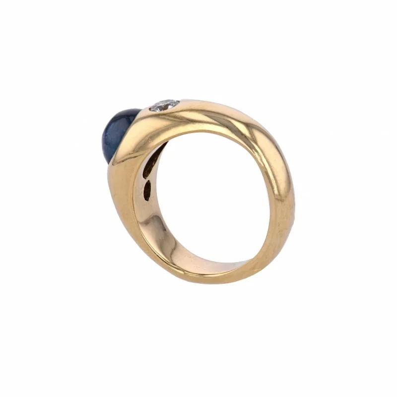 Ring-Gelbgold-Saphir-Diamanten-Bandring