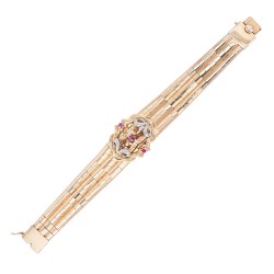 Armband-Roségold-Weißgold-Diamanten-Rubine-Diamantarmband