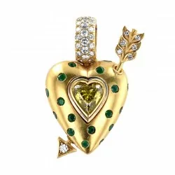 Anhänger-Sévigné-Gelbgold-Diamant-Smaragde-Brillanten-Herzanhänger-Herz