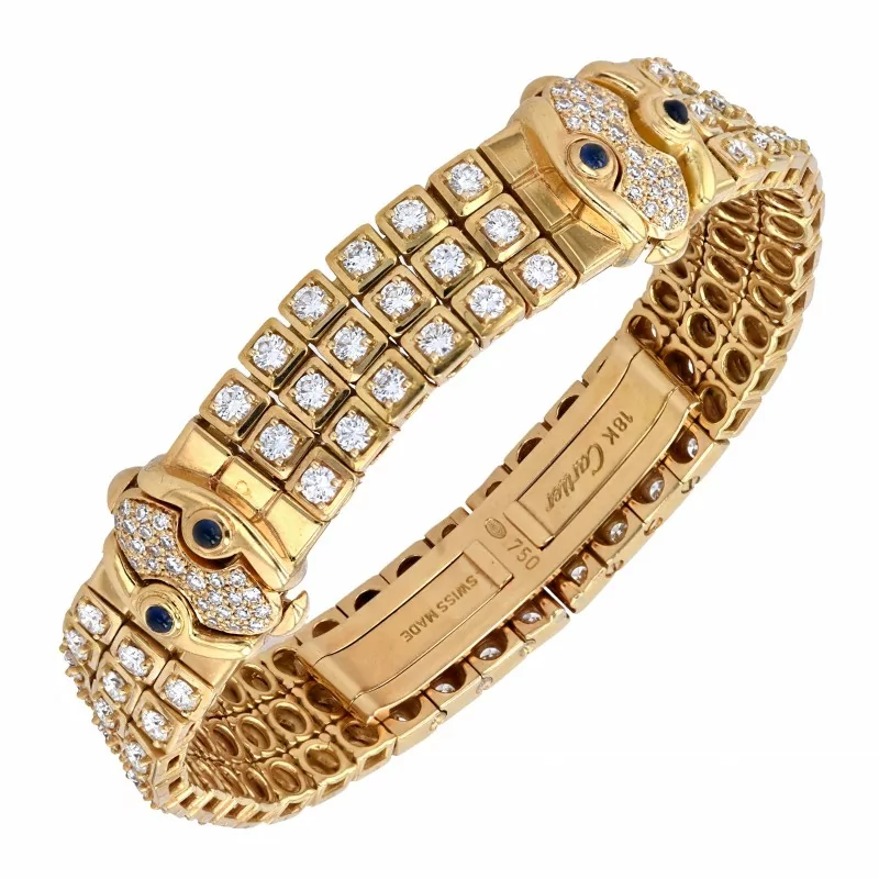 Uhr-Cartier-Baignoire-Gelbgold-Diamanten-Saphire-Armband