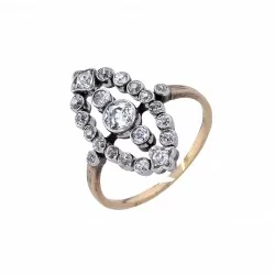 Ring-Platin-Gelbgold-Altschliffdiamant-Diamanten-Diamantring