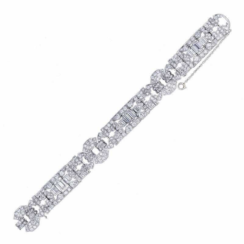 Armband-Art Deco-Platin-Diamanten-Brillanten