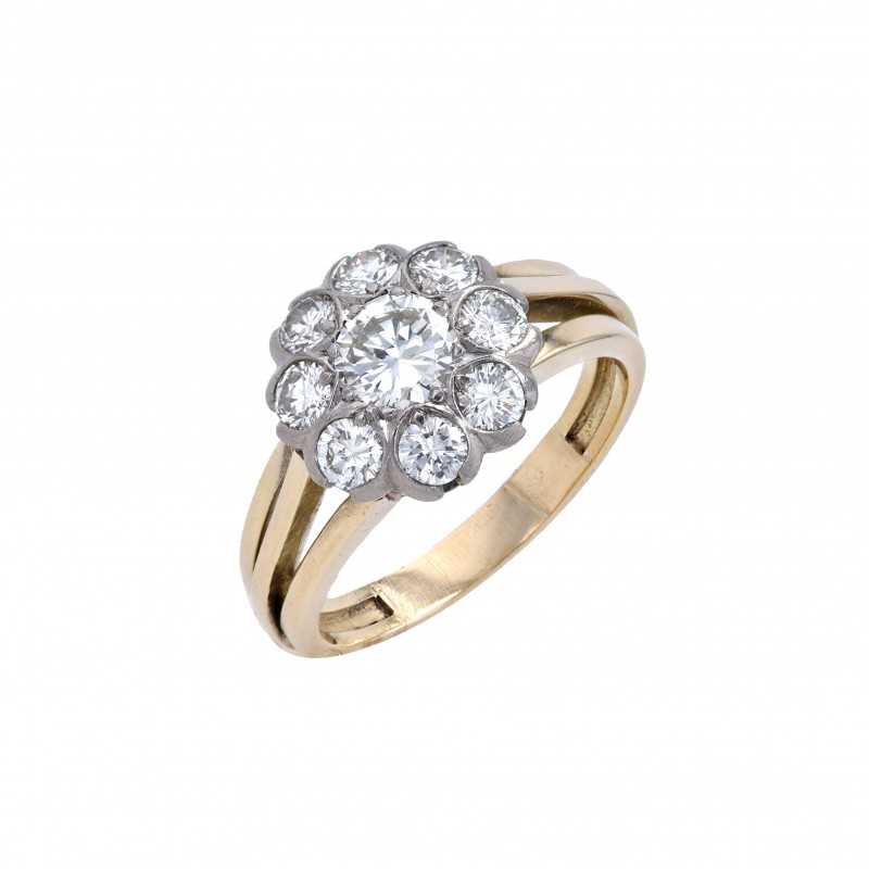Ring mit Diamant-K07730-Ring in Gelbgold und Weißgold