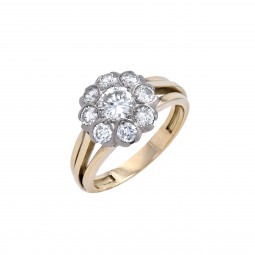 Ring mit Diamant-K07730-Ring in Gelbgold und Weißgold