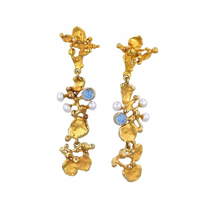 Ohrhänger in Gelbgold-K08077-Ohrhänger mit Perlen