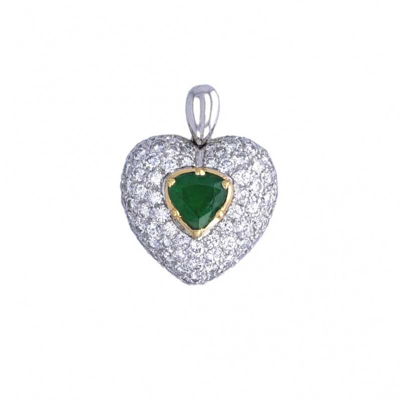 Herzanhänger mit einem Smaragd und Brillanten-K08235