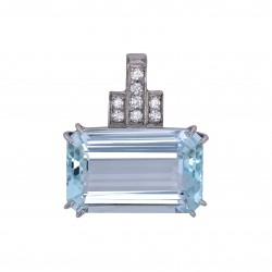Aquamarin Anhänger mit Diamanten-K08312