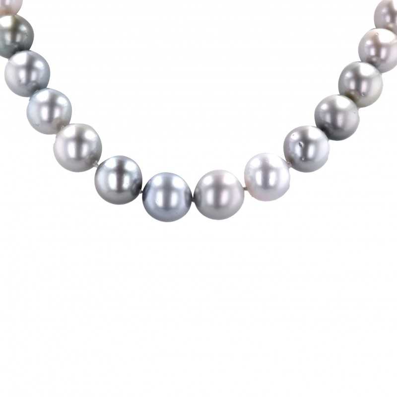Perlenkette mit Tahitizuchtperlen in Weißgold-K08339