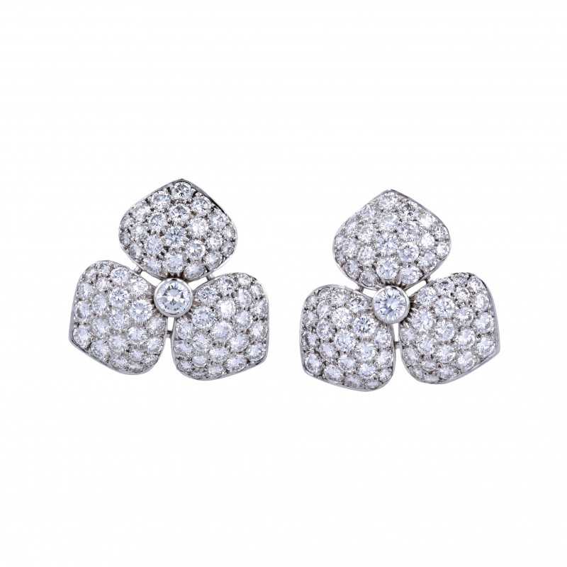 Diamant Ohclips von Tiffany in Blütenform-K08445