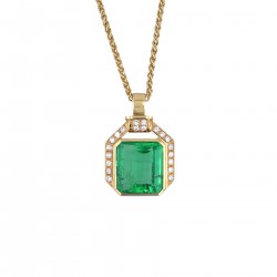 Smaragd Collierkette-Mit Brillanten in Gelbgold-K07015