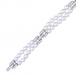 Zweireihiges Perlenarmband von Tiffany mit Brillanten-K08447