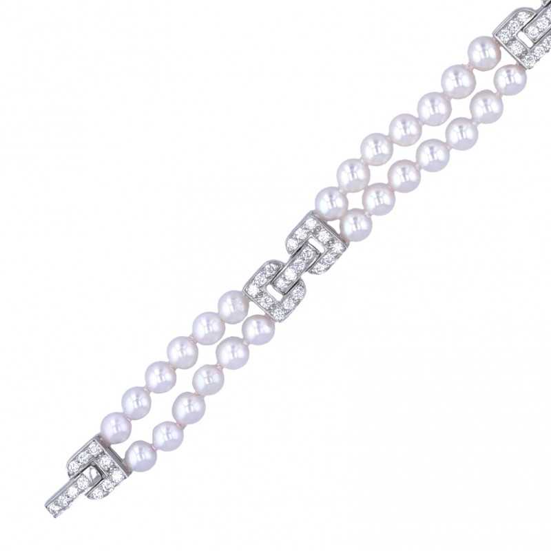Zweireihiges Perlenarmband von Tiffany mit Brillanten-K08447