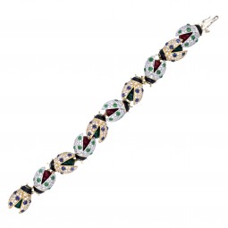 Marienkäferarmband-K08365-Armband mit Saphir- und Smaragdcabochons