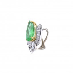 Smaragd Ohrclips mit Diamanten in Platin-K08186-Seitenansicht