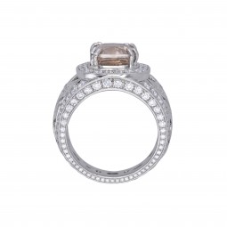 Breiter Ring mit Natual Fancy Light Brownish Orange Diamant in Platin-K08522-Seitenansicht
