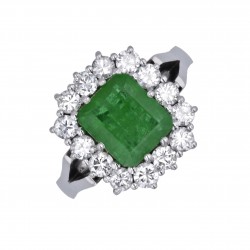 Smaragd Ring mit Diamanten in Weißgold-K08182