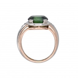 Turmalin Ring in Gold mit einem grünen Turmalin-K08436-Seitenansicht