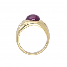 Rubin Ring mit Brillanten in Gelbgold-K08634-Seitenansicht